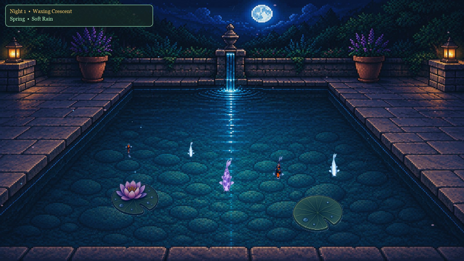 Moonlit Greenhouse — Koi Pond